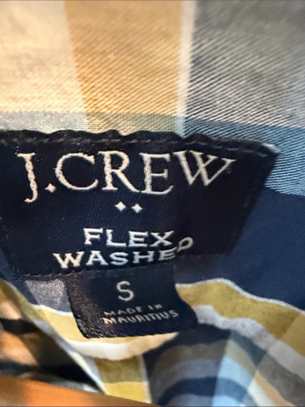 J. Crew Navy, Mustard & White Plaid Button-Down Shirt